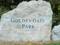 Golden Gate Park entrance rock sign in San Francisco